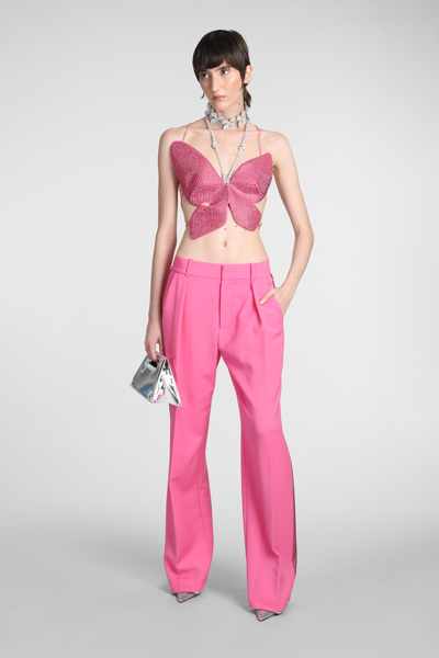 Area Crystal Embellished Trouser In Rose-pink