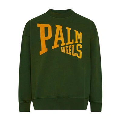 Shop Palm Angels College Crew Sweatshirt In Green_gold