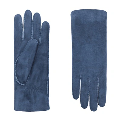 Shop Agnelle Denise Shearling Skin Gloves In Jean
