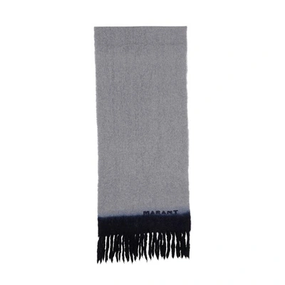 Shop Marant Firny Scarf With Fringes In Grey_midnight