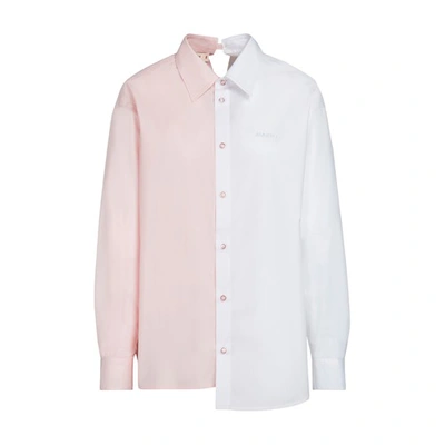 Shop Marni Two-tone Shirt In Lilywhite