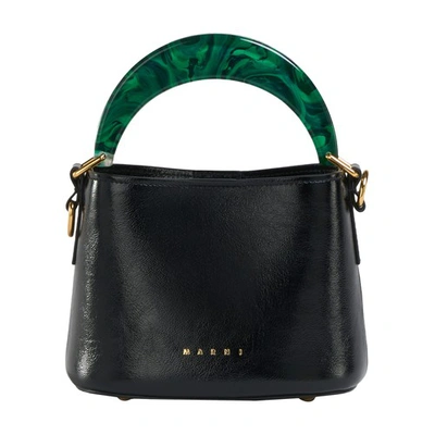 Shop Marni Bucket Bag In Black_sphericalgreen