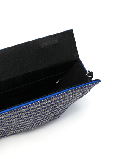 Kara Crystal Mesh Parallelogram Clutch Bag In Blue