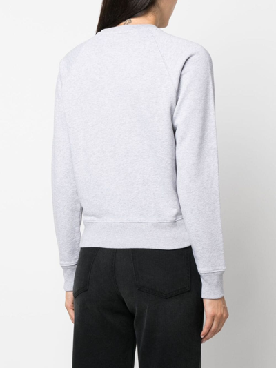 Shop Maison Kitsuné Fox-motif Mélange-effect Cotton Jumper In Grey