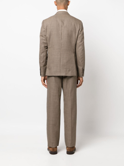 Shop Lardini Double-breasted Two-piece Suit In Brown