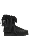 MOU 20MM ESKIMO FRINGED SHEARLING BOOTS, BLACK