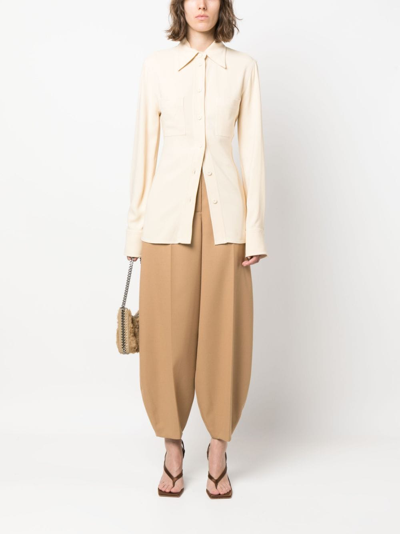 Stella Mccartney Pointed-collar Button-up Shirt In Neutrals