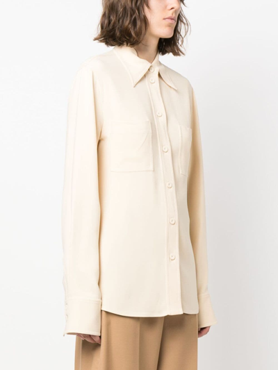 Stella Mccartney Pointed-collar Button-up Shirt In Neutrals