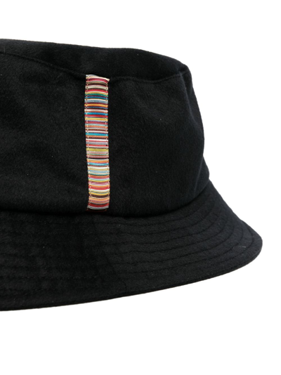 Shop Paul Smith Signature-stripe Bucket Hat In Black