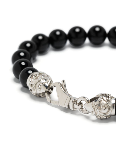 Shop Emanuele Bicocchi Skull-detail Bead Bracelet In Silver