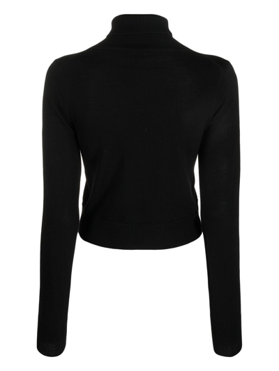 Shop Filippa K Roll-neck Wool Sweatshirt In Black