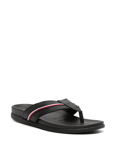 Shop Tommy Hilfiger Stripe-detail Sandals In Black