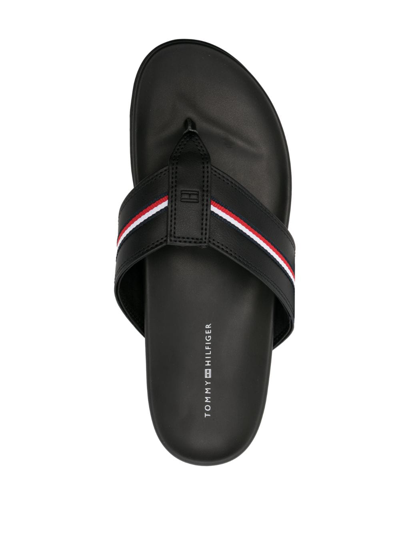 Shop Tommy Hilfiger Stripe-detail Sandals In Black
