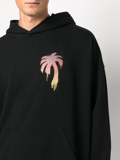 Shop Palm Angels I Love Pa-print Cotton Hoodie In Black