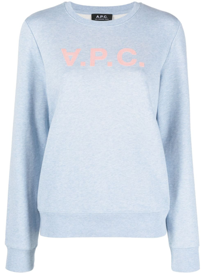 Shop Apc Viva Logo Cotton Sweatshirt In Blue