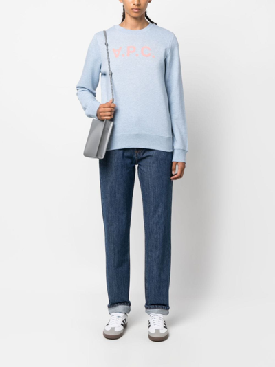 Shop Apc Viva Logo Cotton Sweatshirt In Blue