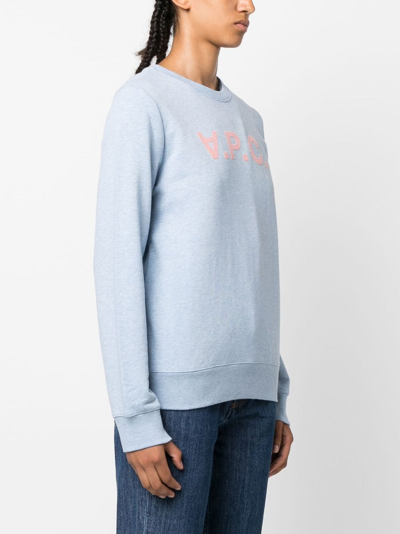 Shop Apc Viva Logo Cotton Sweatshirt In Blue