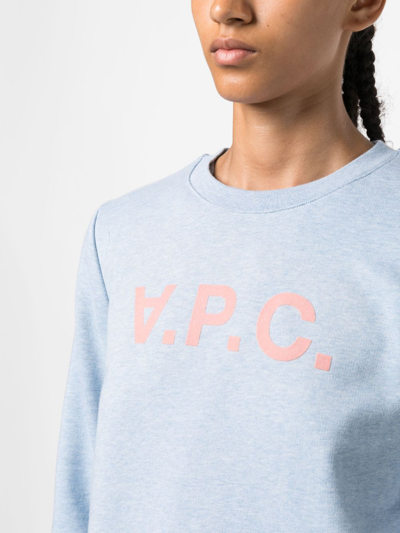 Shop Apc Viva Logo Cotton Sweatshirt In Blue
