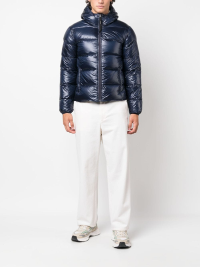 Aspesi Padded Feather-down Hooded Jacket In Blue
