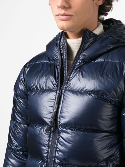Aspesi Padded Feather-down Hooded Jacket In Blue