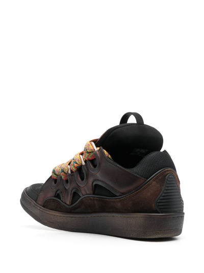Shop Lanvin Curb Distressed Chunky Sneakers In Black
