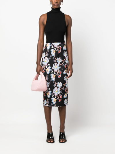 Shop Diane Von Furstenberg Kara Floral-print Pencil Skirt In Black