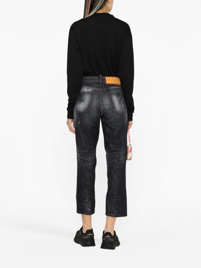 Dsquared2 Distressed Tapered Jeans In Black