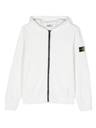 Shop Stone Island Junior Compass-motif Hooded Jacket In White