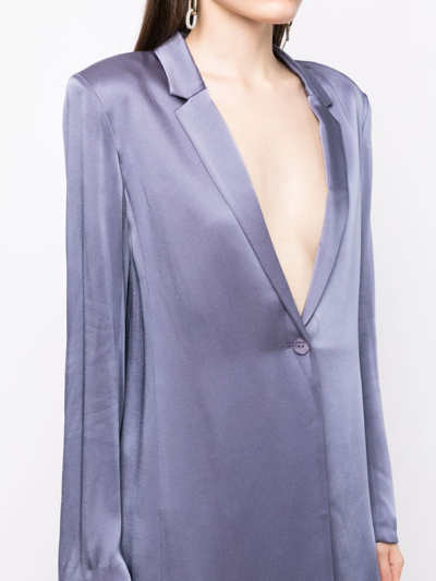 Shop Lapointe Doubleface Satin Single-breasted Blazer In Purple