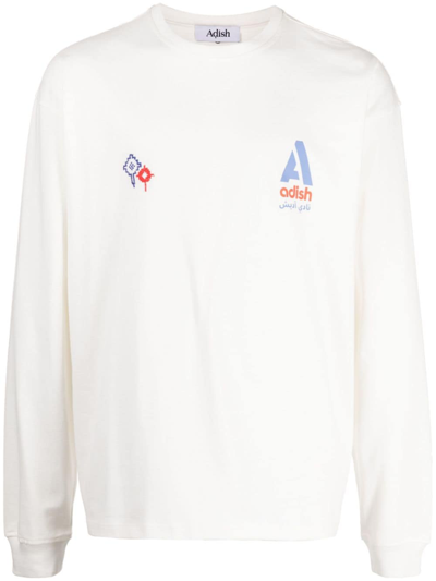 Shop Adish Logo-print Cotton Sweatshirt In White