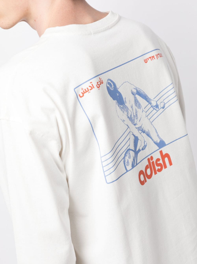Shop Adish Logo-print Cotton Sweatshirt In White