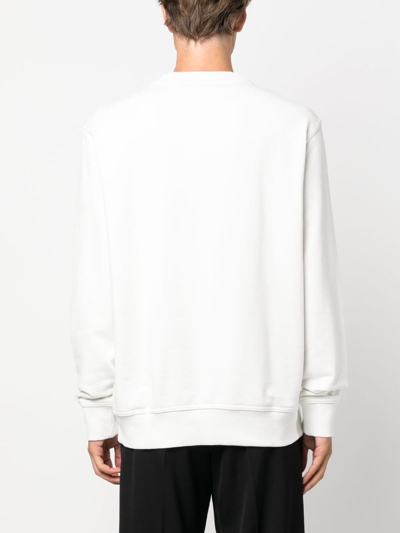 Shop Hugo Boss Logo-print Cotton Sweatshirt In White