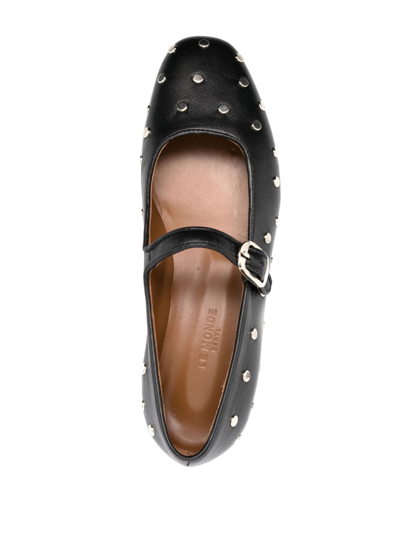 Le Monde Beryl Studded Leather Mary Jane Ballerina Flats In Black