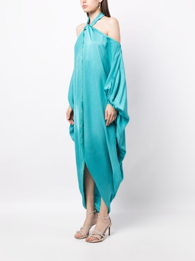 Shop Silvia Tcherassi Twisted Off-shoulder Long Dress In Blue