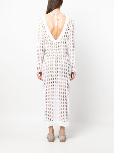Brunello Cucinelli Open-knit Crochet Midi Dress In White