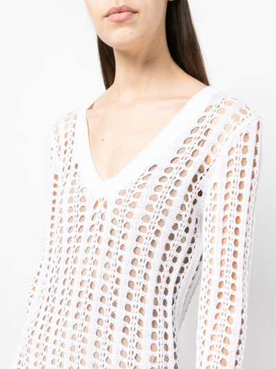 Brunello Cucinelli Open-knit Crochet Midi Dress In White