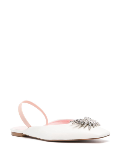 Shop Piferi Drizella Crystal-embellished Ballerina Shoes In Neutrals