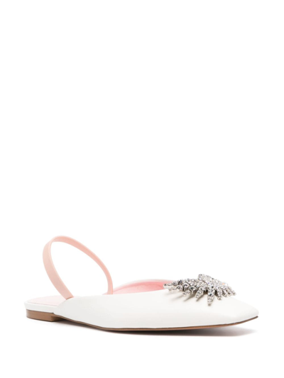Piferi Drizella Flat Square Toe Pump Satin Crystal In Neutrals