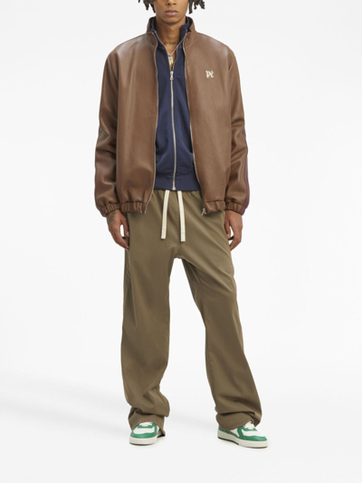 Palm Angels Straight-leg Drawstring Trousers In Green