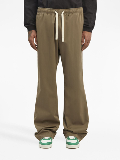 Shop Palm Angels Straight-leg Drawstring Trousers In Green