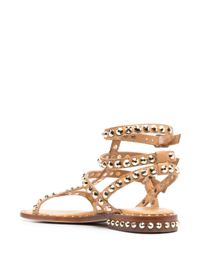 Shop Ash Play Stud-embellished Leather Sandals In Neutrals
