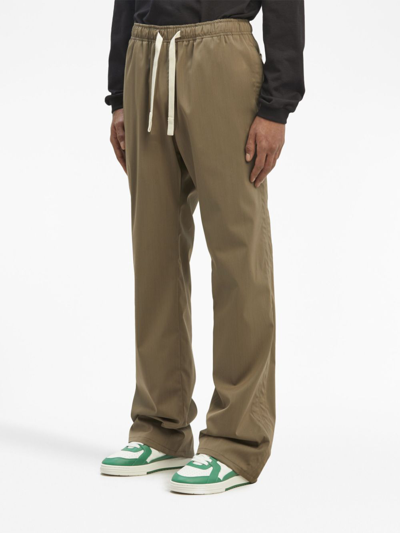 Palm Angels Straight-leg Drawstring Trousers In Green
