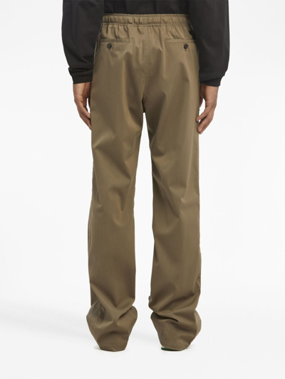 Palm Angels Straight-leg Drawstring Trousers In Green