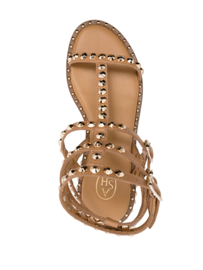 Shop Ash Play Stud-embellished Leather Sandals In Neutrals