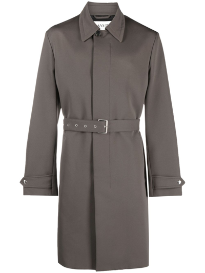 Shop Lanvin Belted Trench Coat In Green