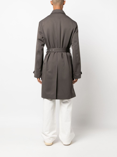 Shop Lanvin Belted Trench Coat In Green