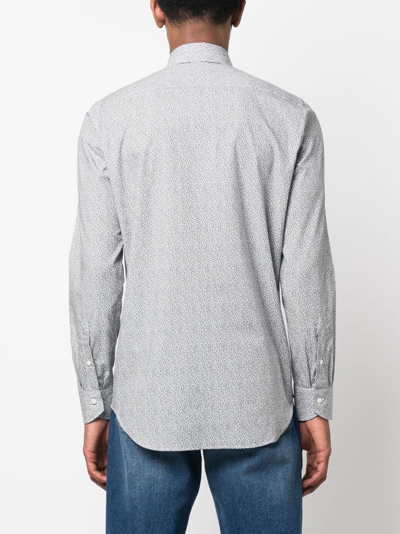 Shop Canali Long-sleeve Cotton Shirt In White