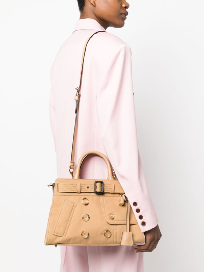 Shop Moschino Trench-style Cotton-blend Tote Bag In Neutrals