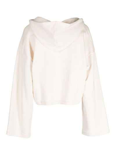 Shop Baserange V-neck Organic-cotton Cropped Hoodie In Neutrals
