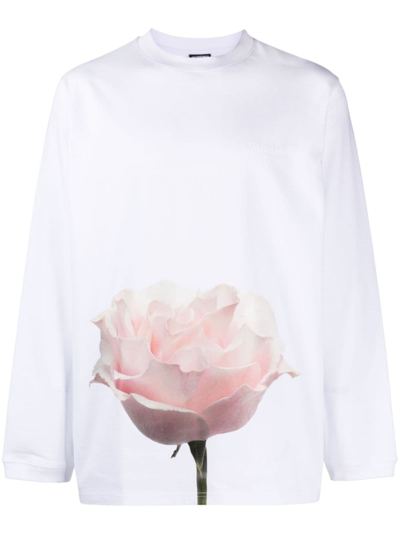 Shop Jacquemus Le Rosine Cotton T-shirt In White